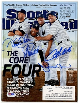 New York Yankees Core Four Signed Sports Illustrated Cover (PSA/DNA)